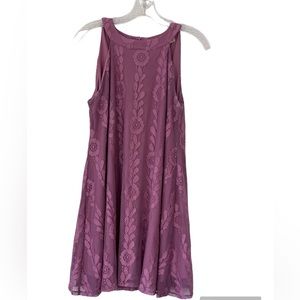 Altar’d State High Neck Sleeveless Lace Swing Dress size Medium Cutout Back